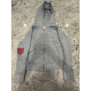 Sundry Gray Zip-Up Hoodie Travel Destinations Print Size 2‎